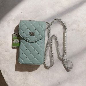 Badgley Mischka Mint Quilted Crossbody Phone Bag with Chain Strap